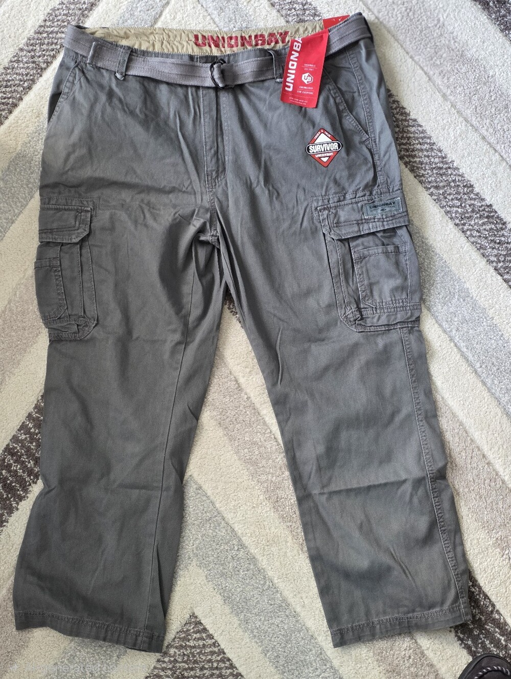 Unionbay Cargo Pants Survivor Style # Y35HE3D Gray Belted Size 44x30